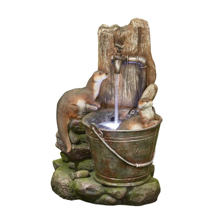 La Hacienda 45103L Playful Otters inc LEDS Water Feature