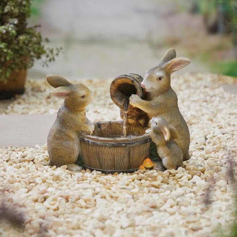 La Hacienda 45250L Playful Bunnies inc LEDs Water Feature