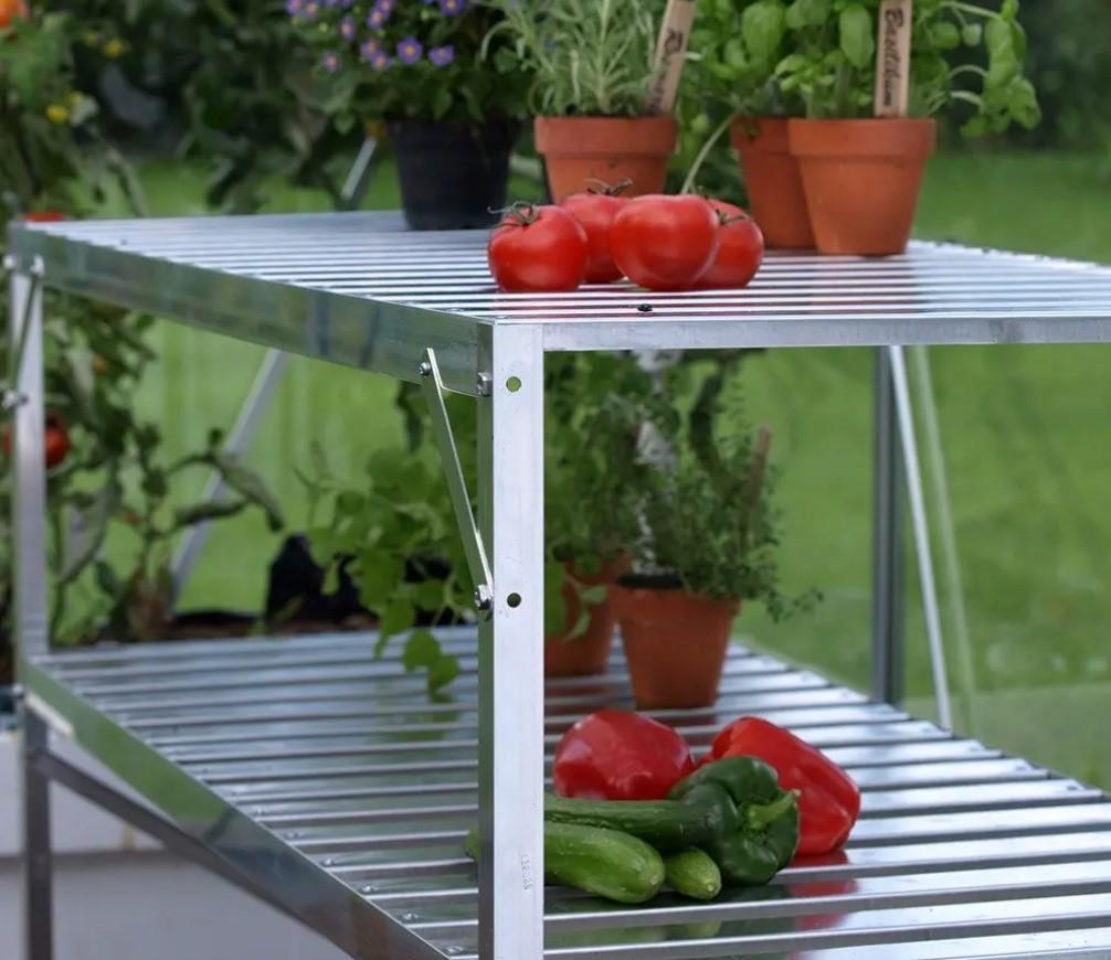2 Tier Aluminium Slatted Greenhouse Staging 4ft