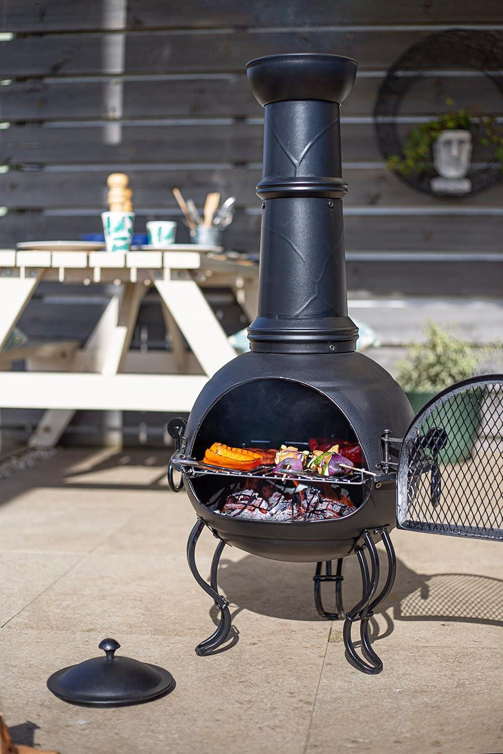 La Hacienda 56062 B Disc Murcia Large Steel Chimenea With Grill