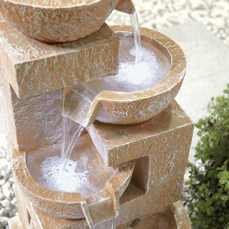 La Hacienda 4714L Sparkling Bowls inc LEDS Water Feature