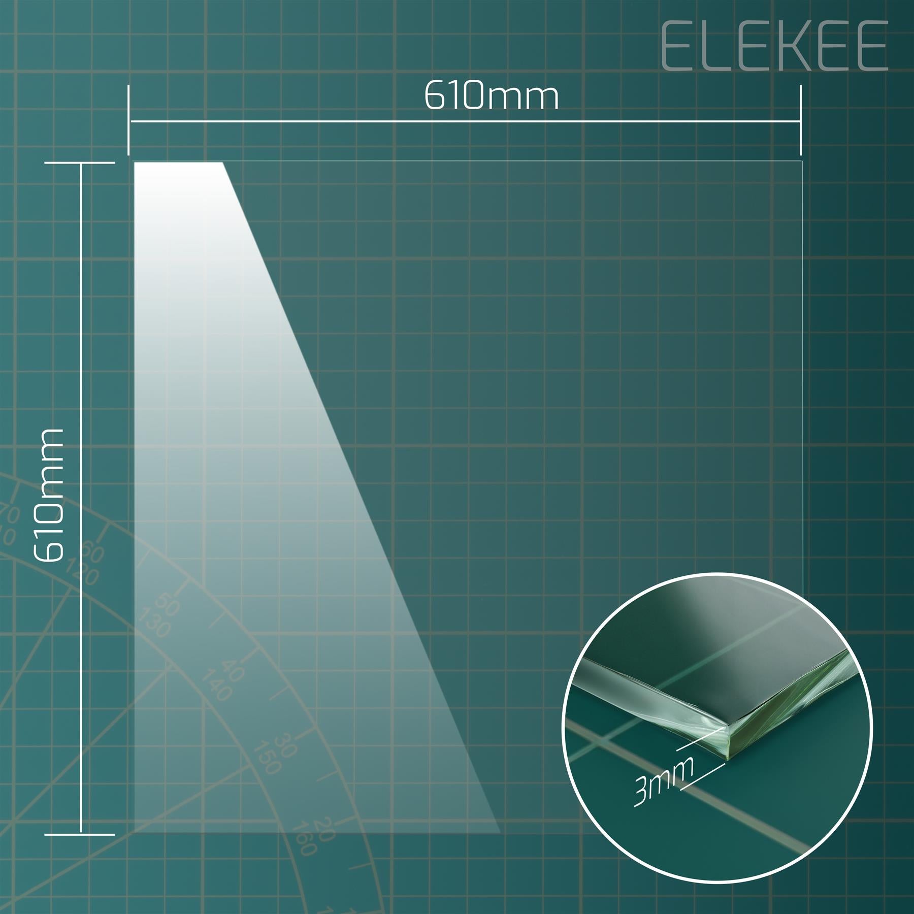 1x 3mm Replacement Glass Pane - 610 x 610 mm