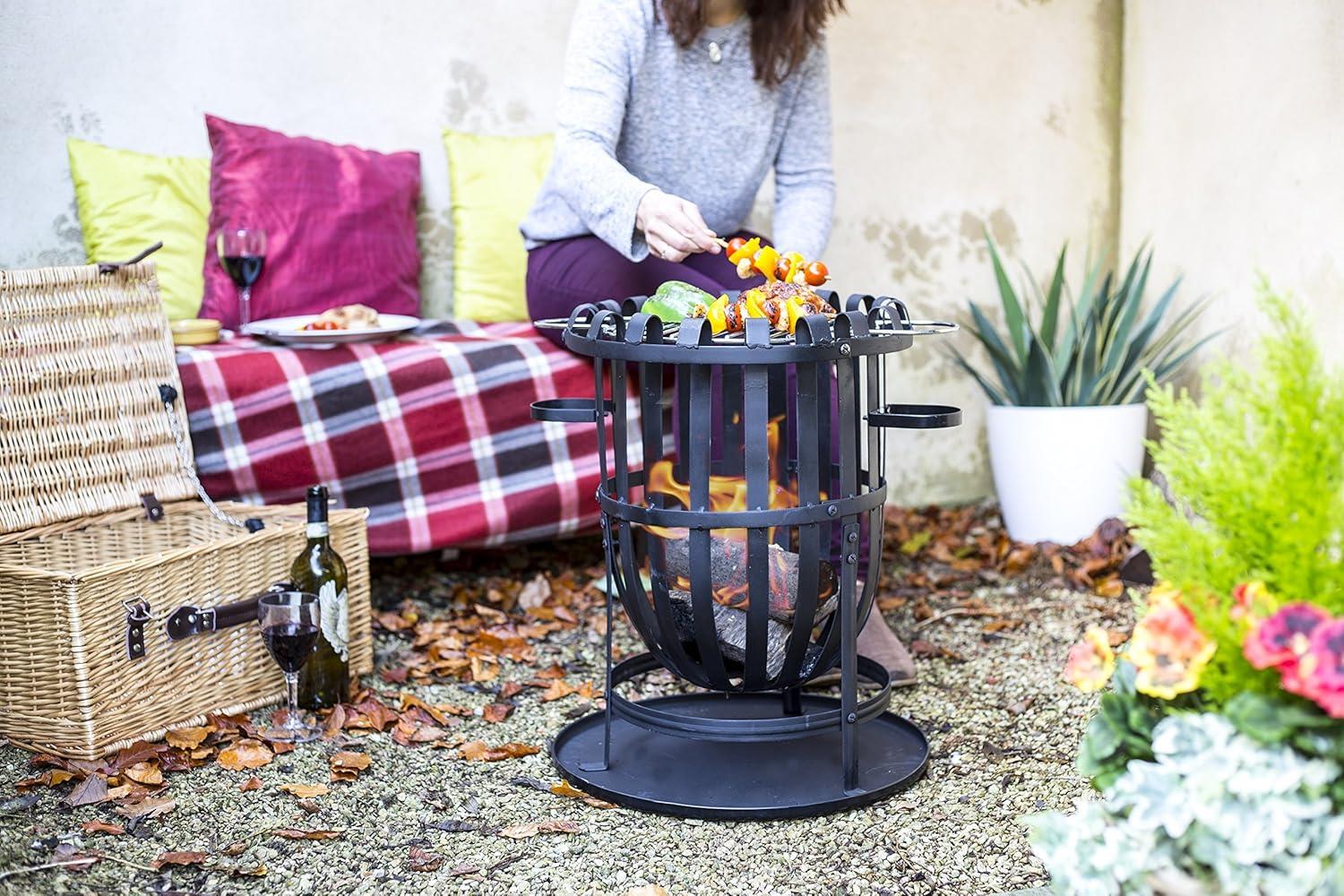 La Hacienda 56043 Vancouver Steel Firebasket With Grill