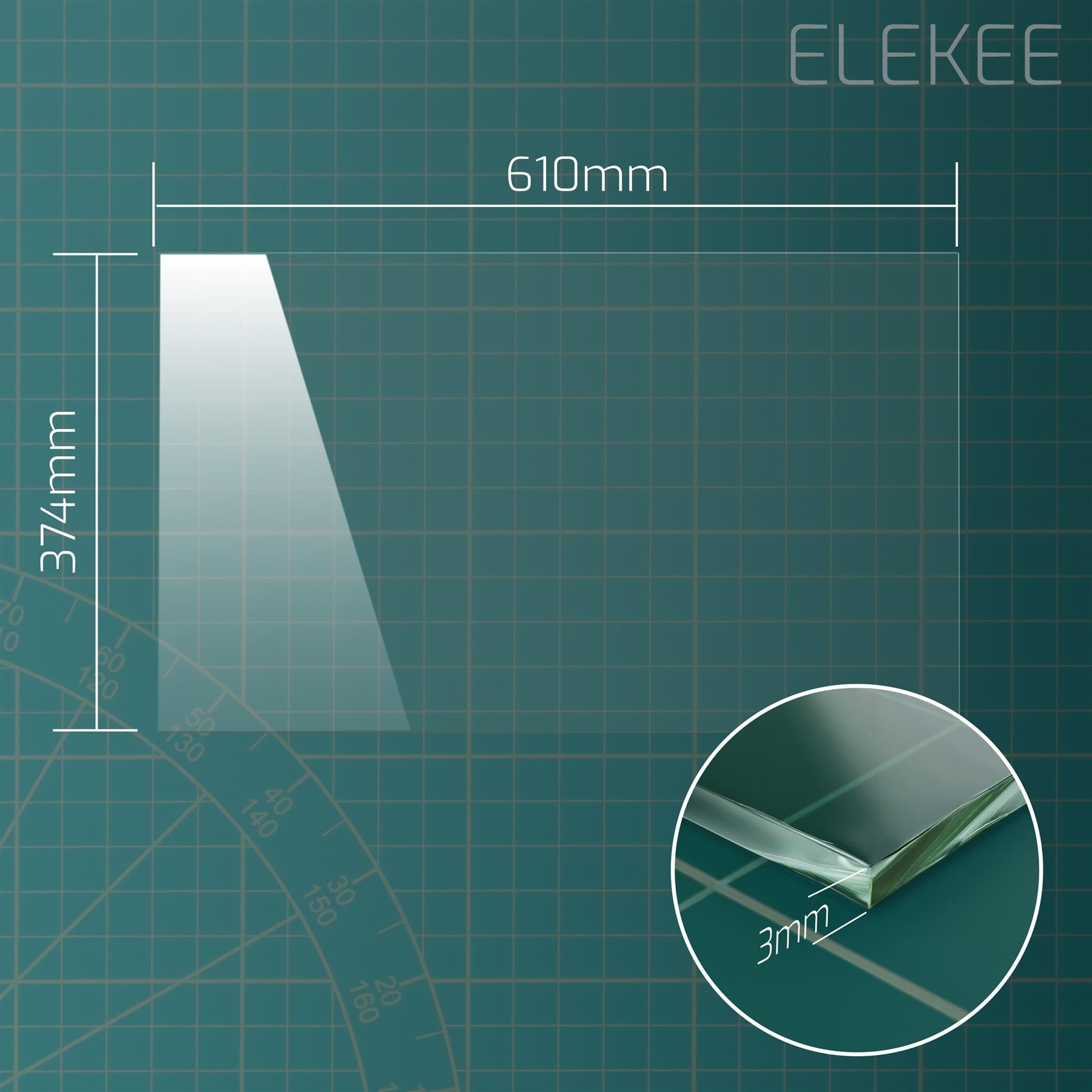 1x 4mm Replacement Glass Pane - 610 x 374 mm