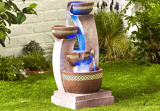 La Hacienda 4657L Azure Columns inc LEDS Water Feature