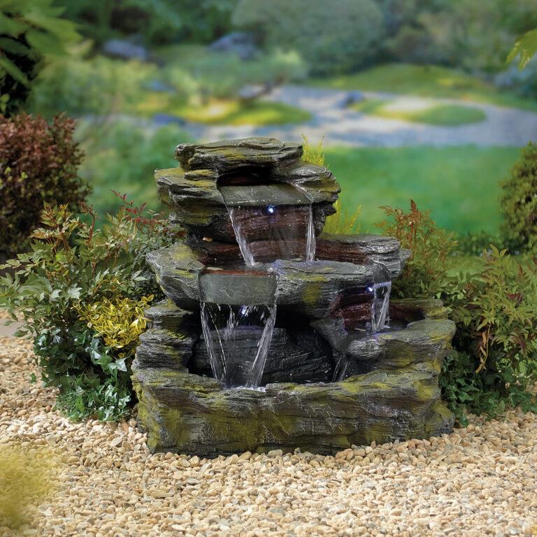 La Hacienda 4665L Garda Falls inc LEDS Water Feature