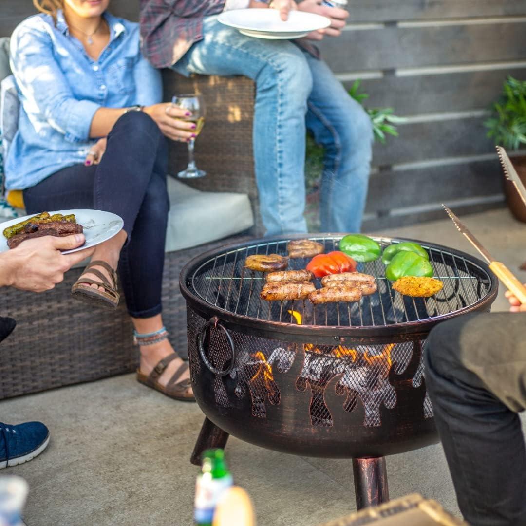 La Hacienda 58116 Wildfire Steel Firebowl With Grill