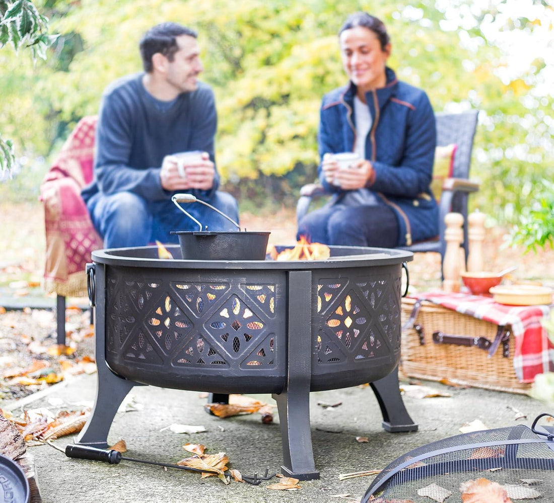 La Hacienda 58094 Moresque Deep Steel Firepit With Grill