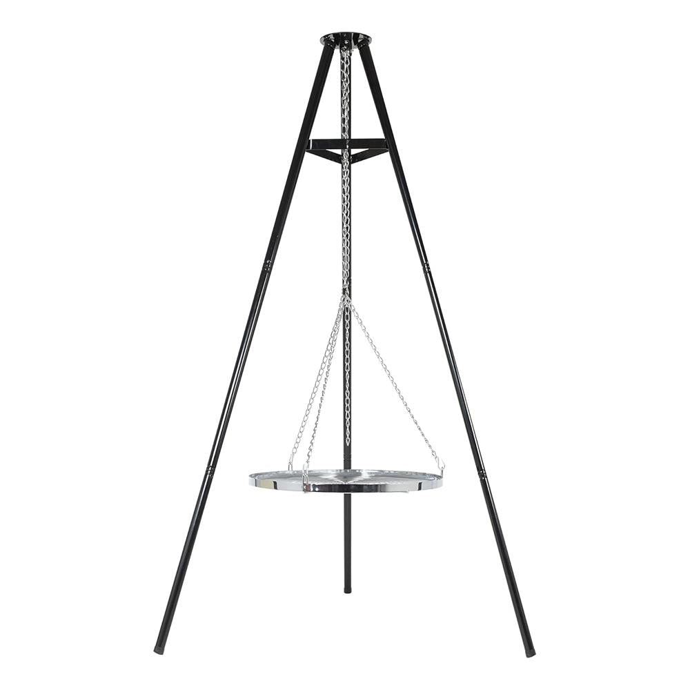 La Hacienda 55578 Tripod With Adjustable Chrome Hanging Grill (65cm) - Fits Any Firepit