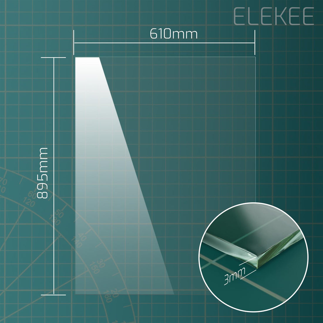1x 4mm Replacement Glass Pane - 610 x 895 mm