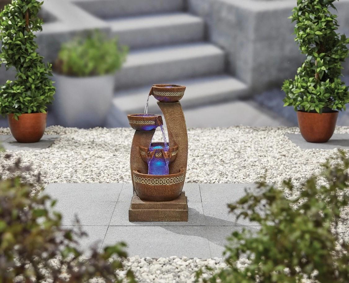 La Hacienda 4657L Azure Columns inc LEDS Water Feature