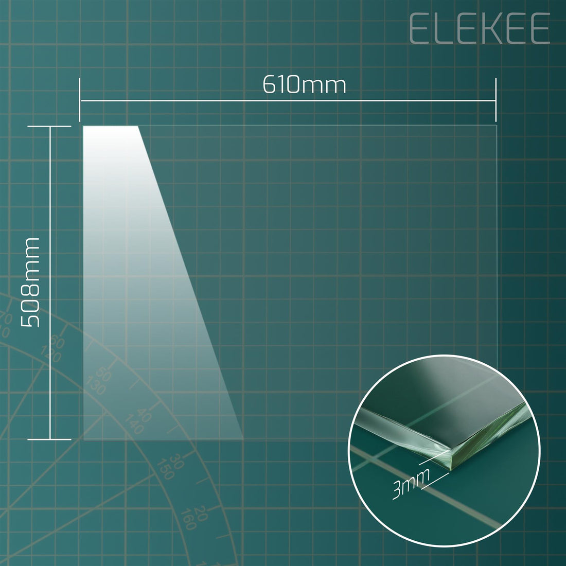 1x 4mm Replacement Glass Pane - 610 x 508 mm