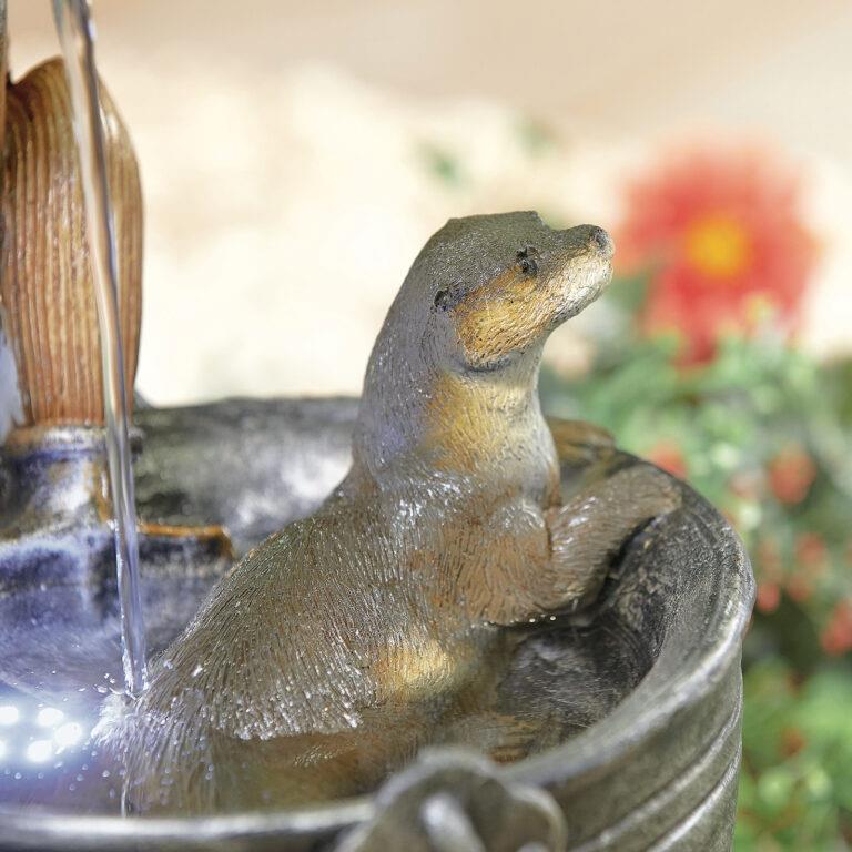 La Hacienda 45103L Playful Otters inc LEDS Water Feature