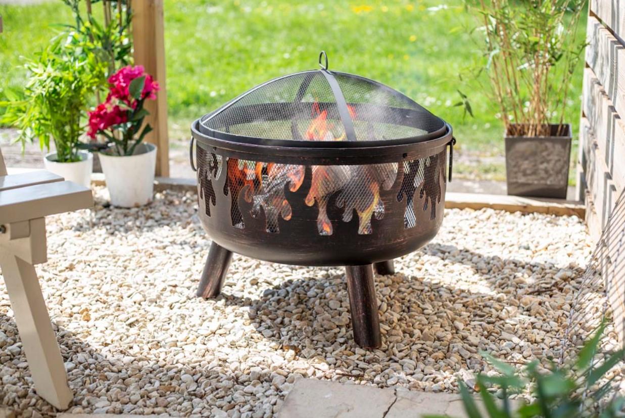 La Hacienda 58116 Wildfire Steel Firebowl With Grill
