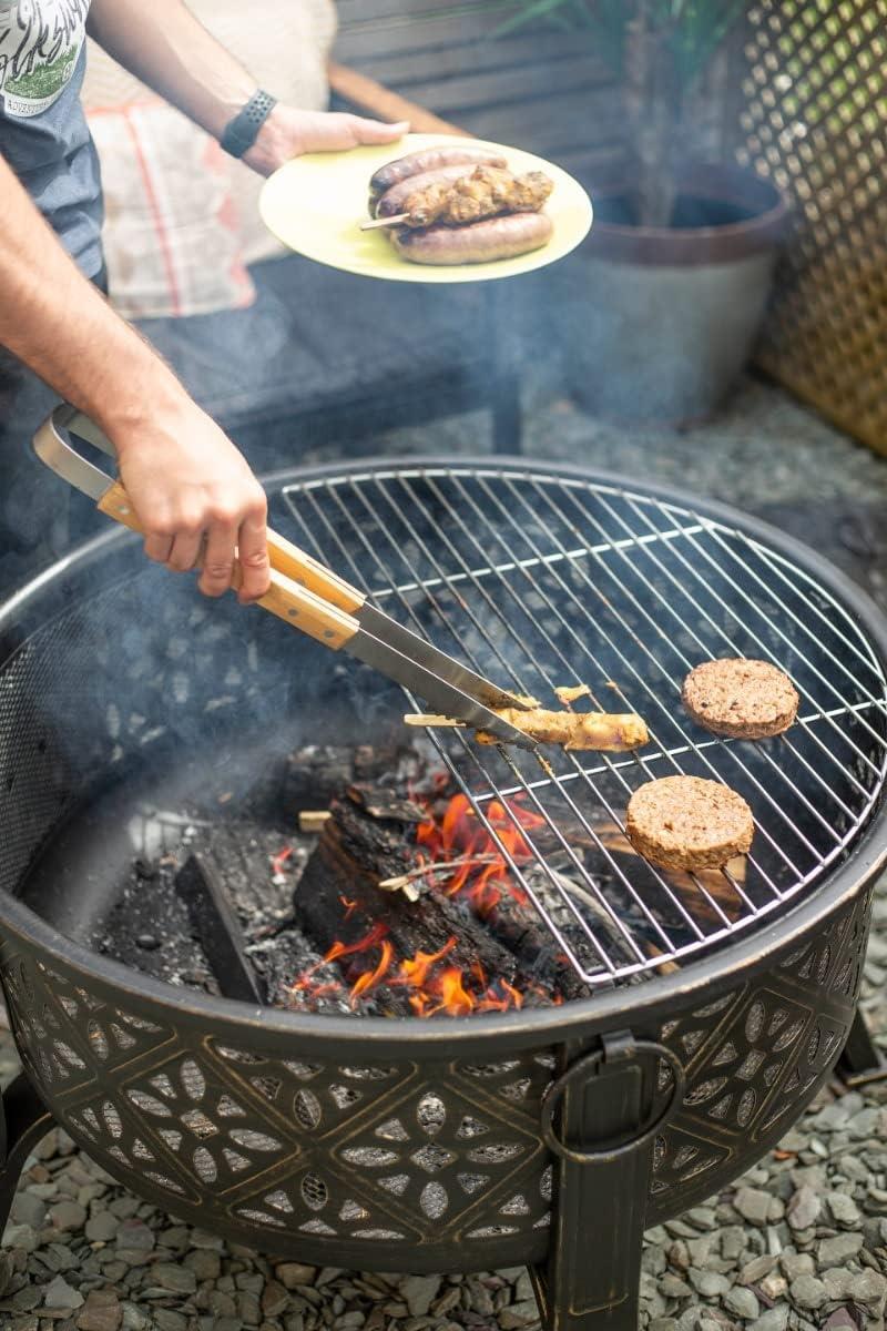 La Hacienda 58094 Moresque Deep Steel Firepit With Grill