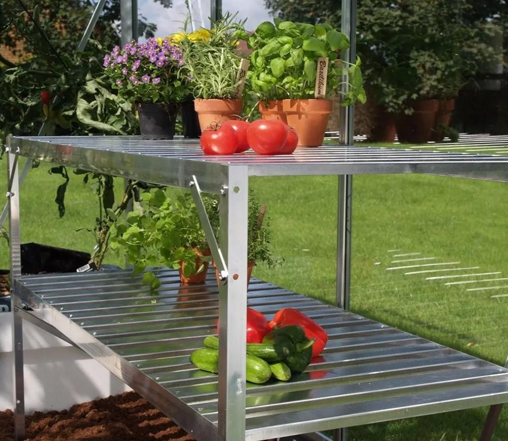 2 Tier Aluminium Slatted Greenhouse Staging 4ft