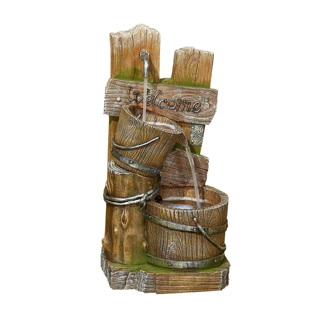 La Hacienda 45153L Fence Post Pours inc LEDS Water Feature