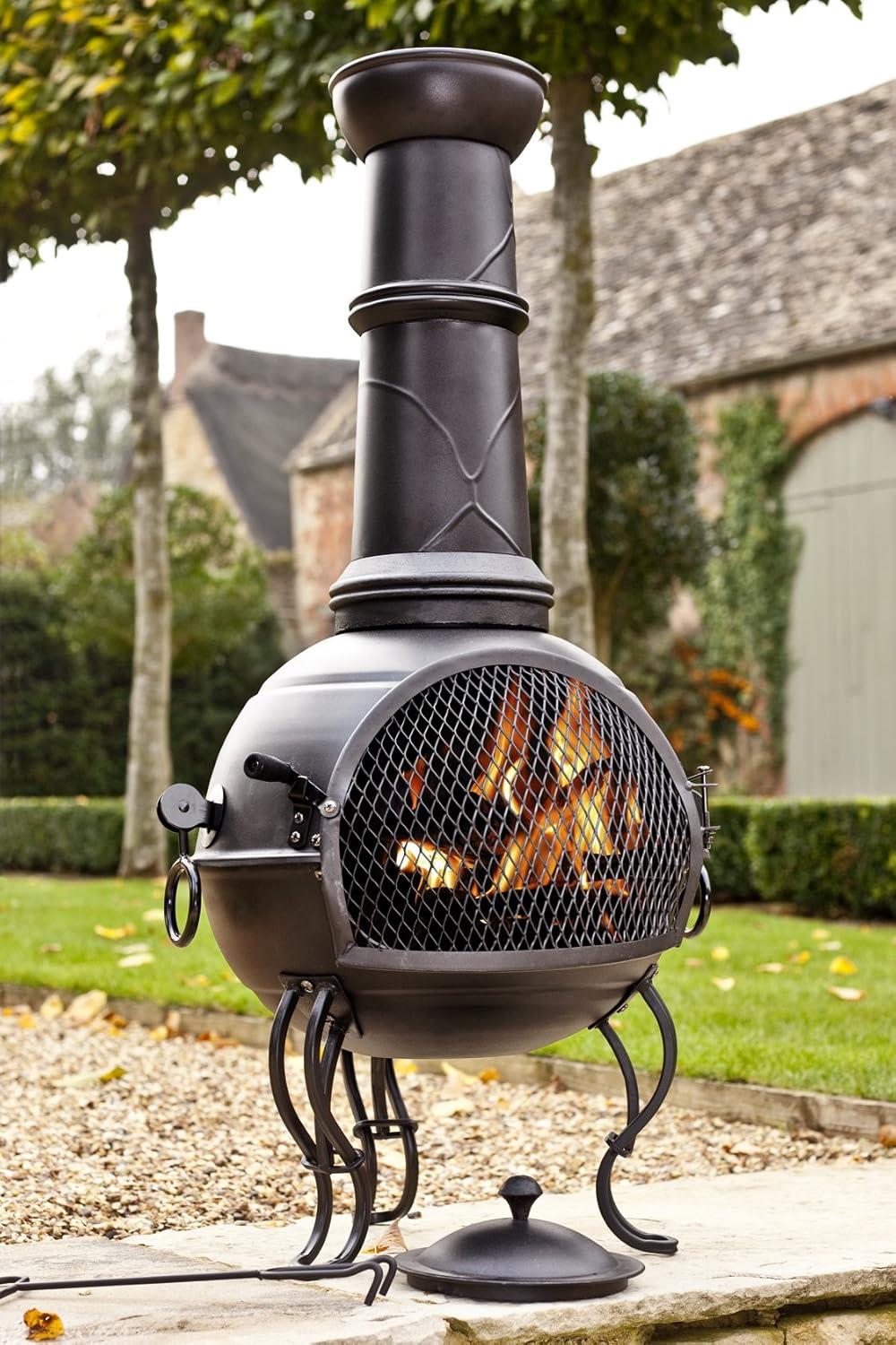 La Hacienda 56062 B Disc Murcia Large Steel Chimenea With Grill