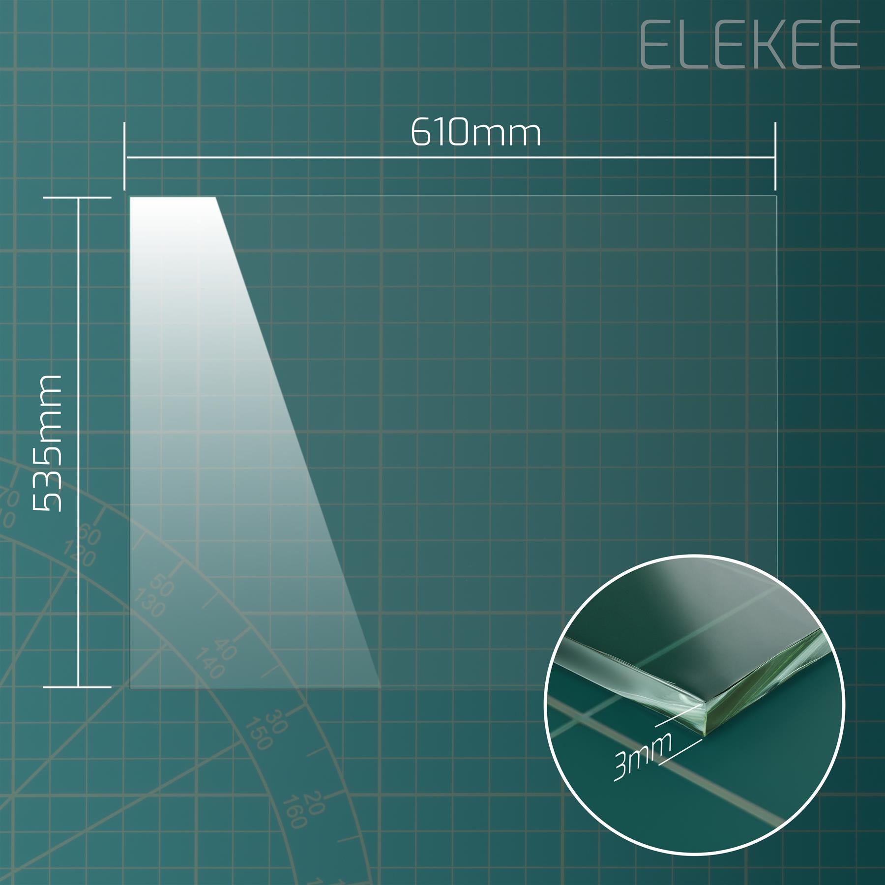 1x 4mm Replacement Glass Pane - 610 x 535 mm