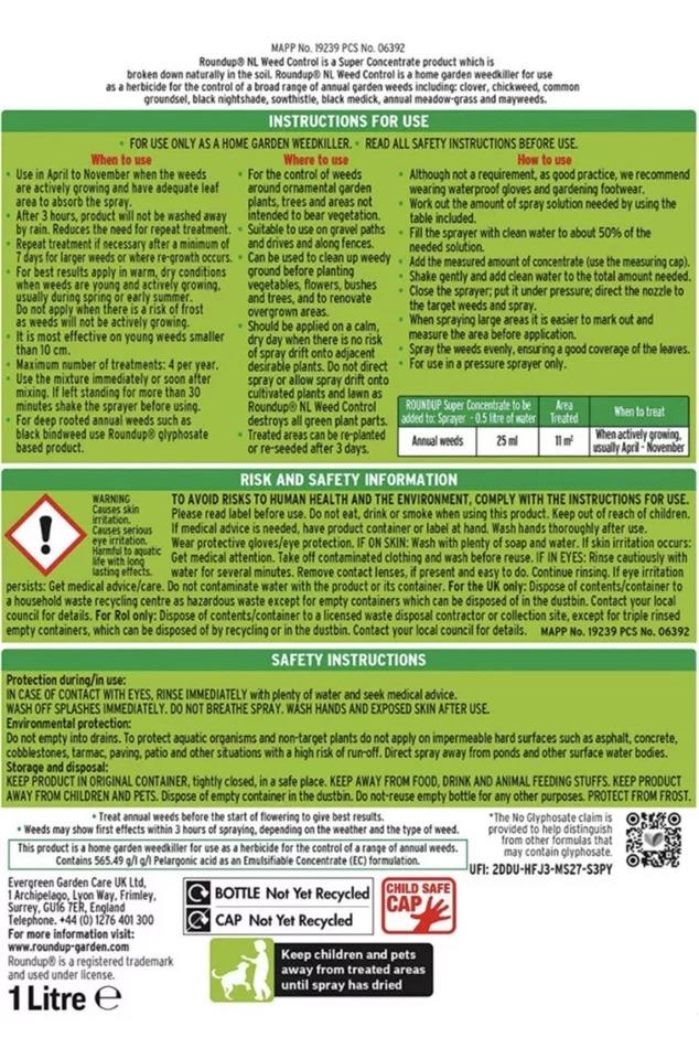 Roundup Naturals Weed Control Concentrated - No Glyphosate