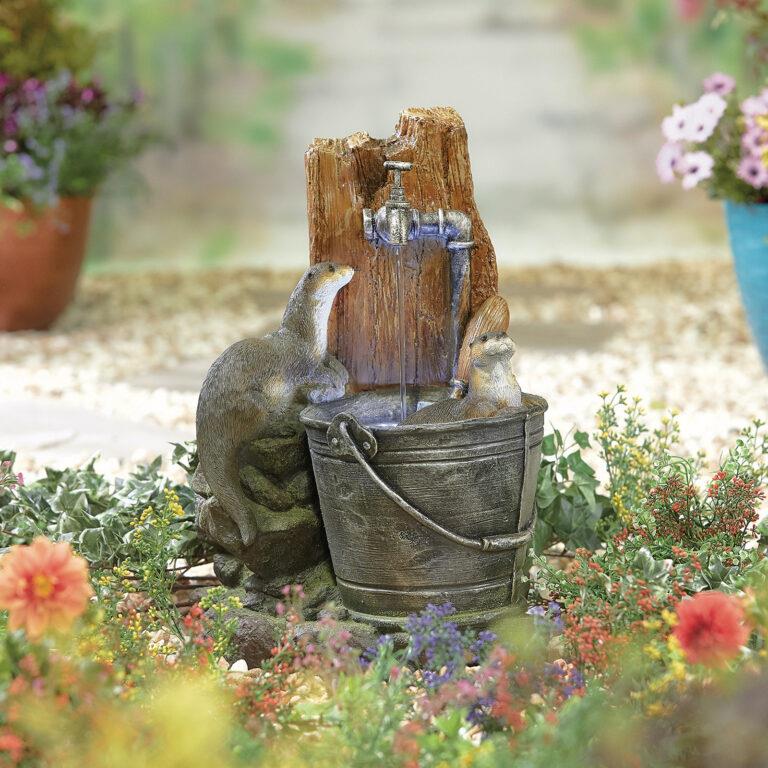La Hacienda 45103L Playful Otters inc LEDS Water Feature