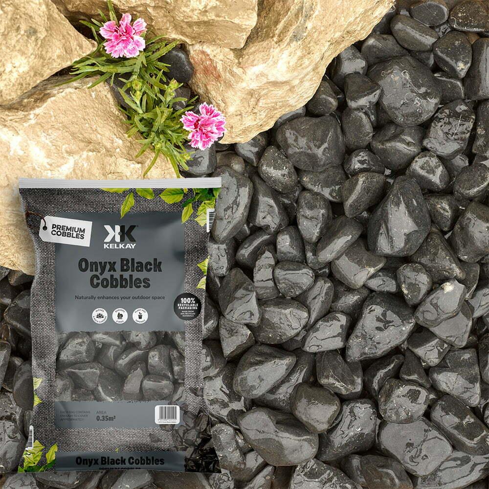 Kelkay 7090 Onyx Black Cobbles Cobbles Bulk Bag