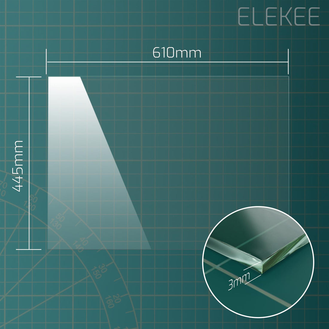1x 4mm Replacement Glass Pane - 610 x 445 mm