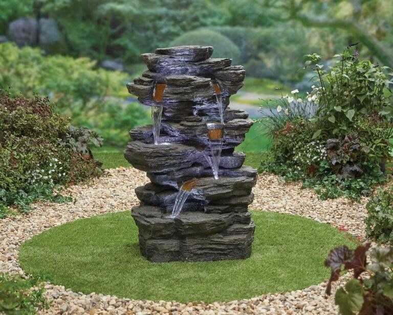 La Hacienda 45235L Hinoki Springs inc LEDs Water Feature
